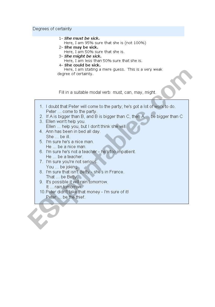 deduction and certainity worksheet