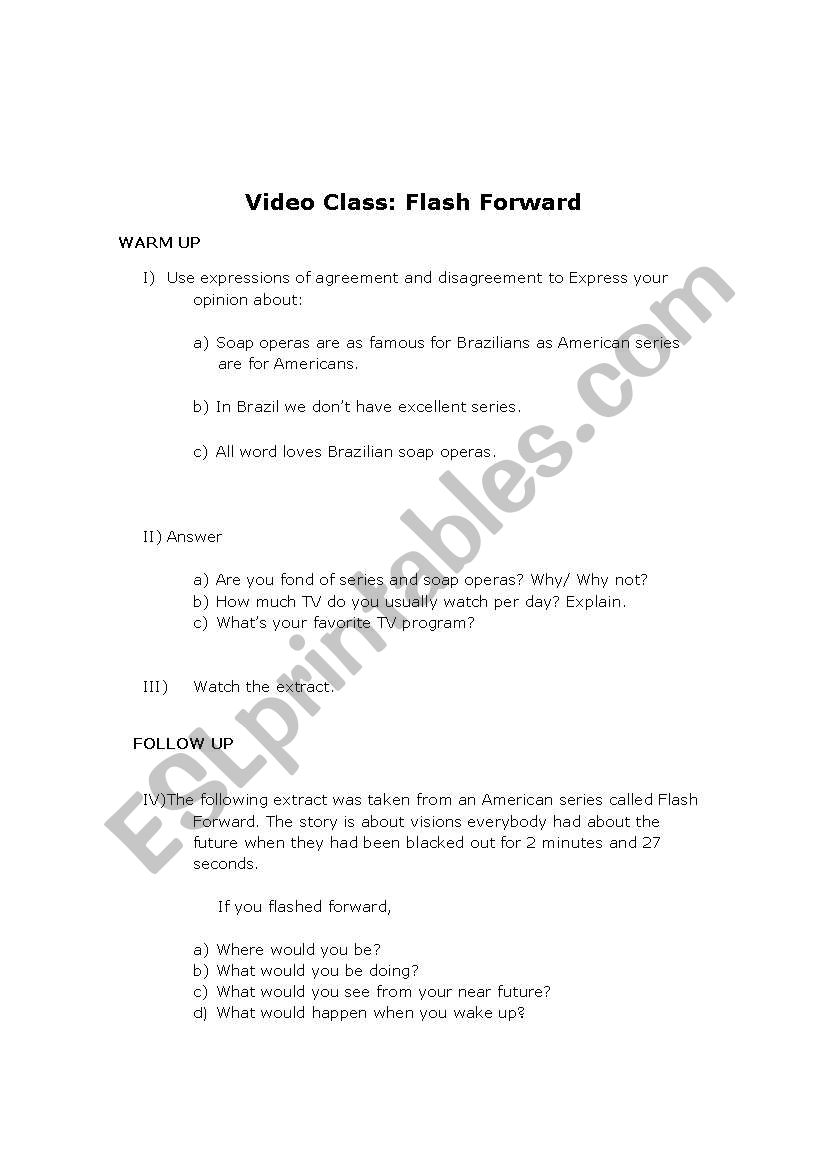 video class- flashforward worksheet