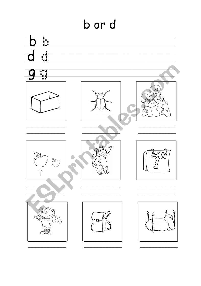 b, d, g spelling and CVC words - ESL worksheet by KatrinaZ Intended For B And D Worksheet