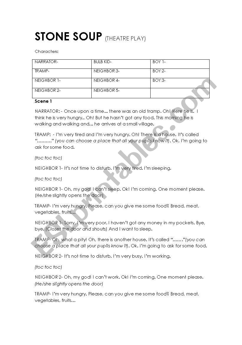 Stone Soup - Theatre play worksheet