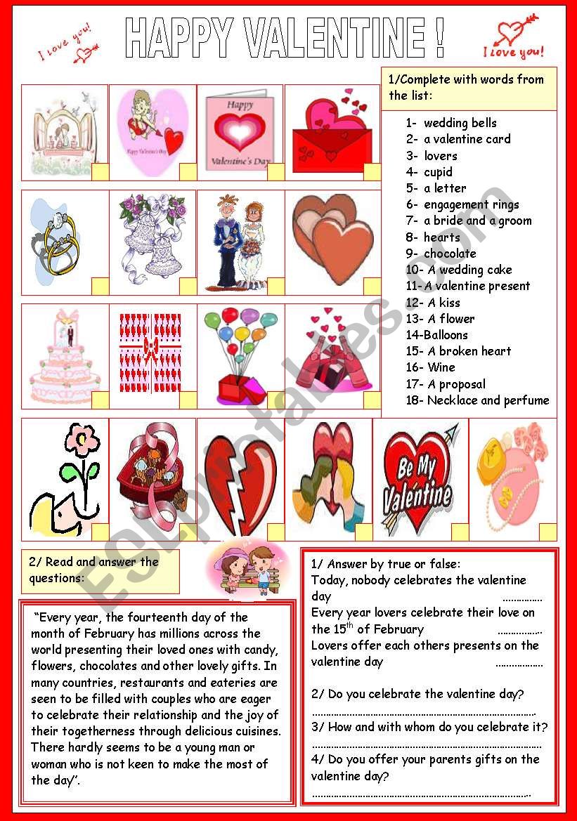 HAPPY VALENTINE worksheet