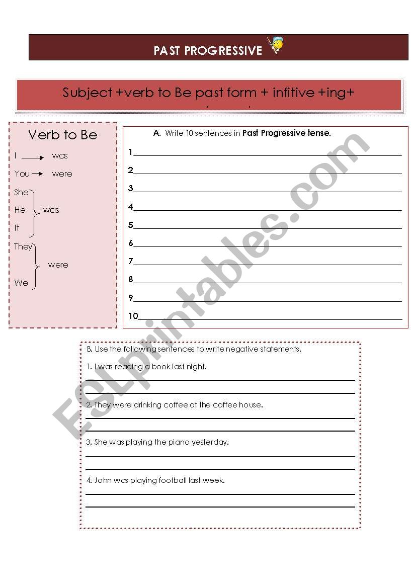 past progressive worksheet