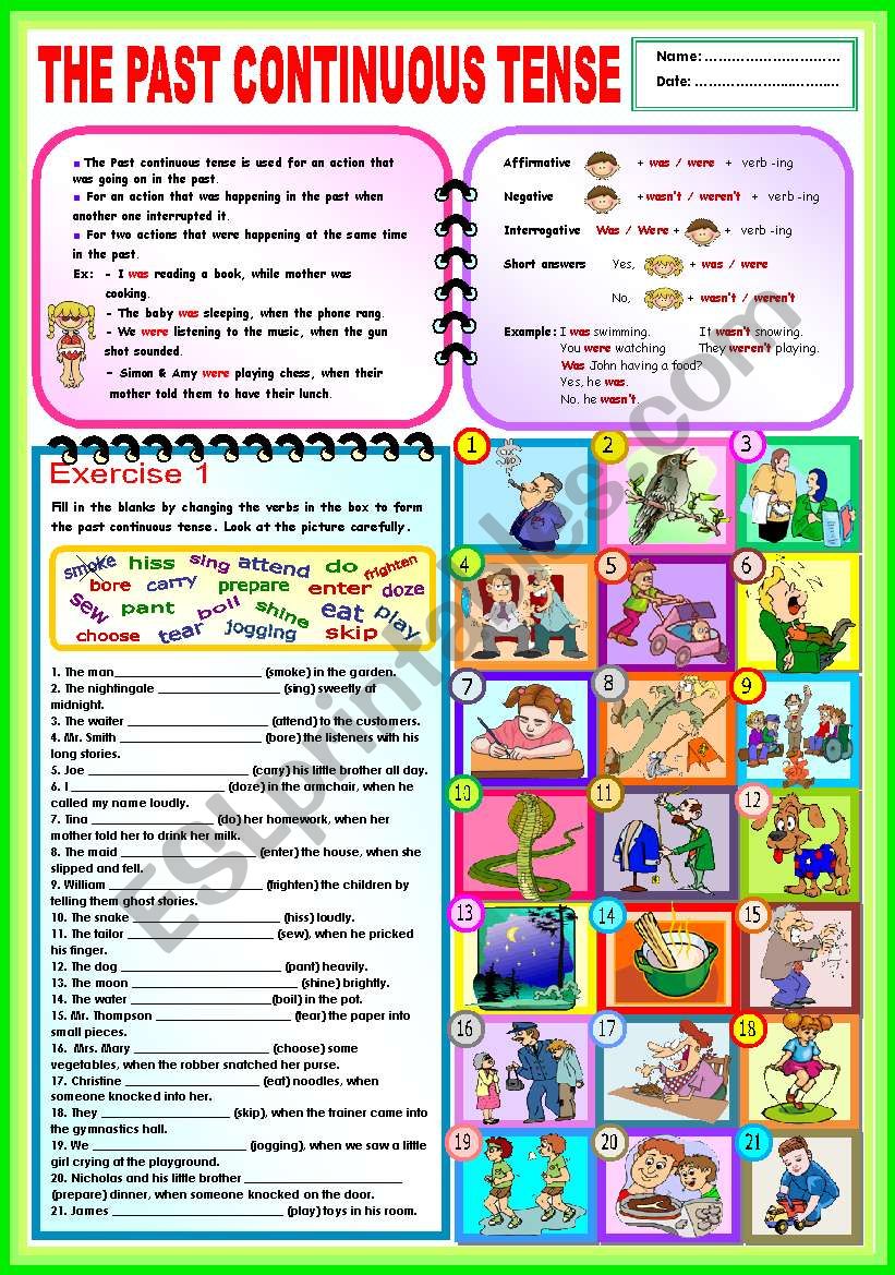 The Past Continuous Tense worksheet