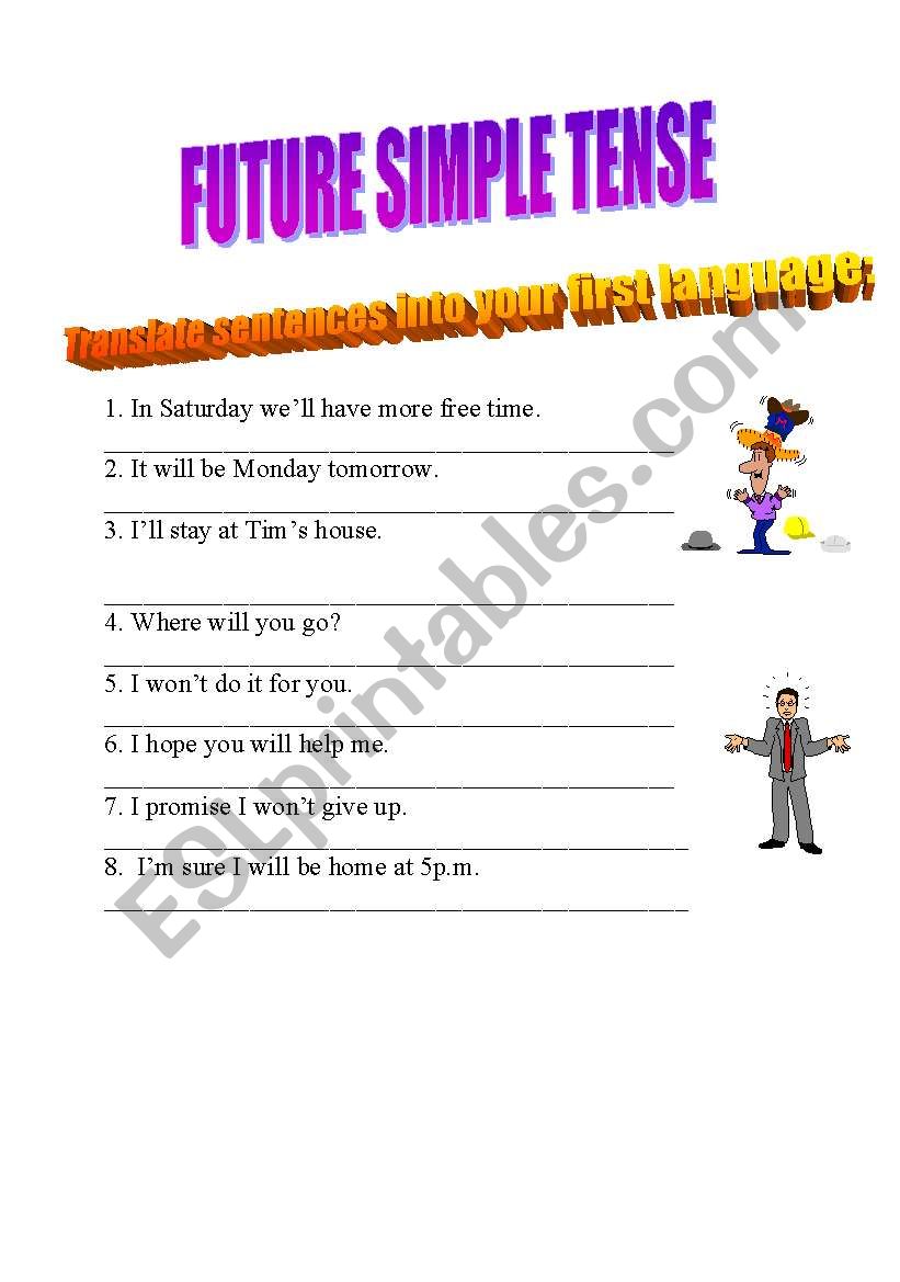 Future simple  worksheet