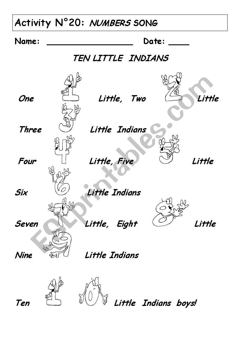NUMBERSÂ´ SONG worksheet