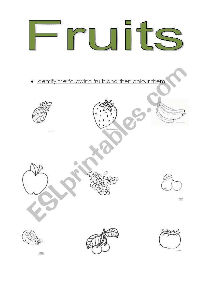 Fruits nad Colours worksheet