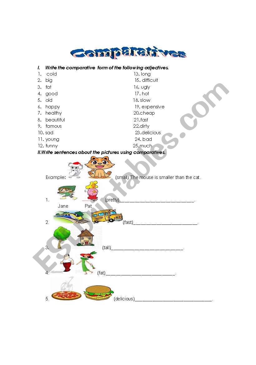 comparatives worksheet