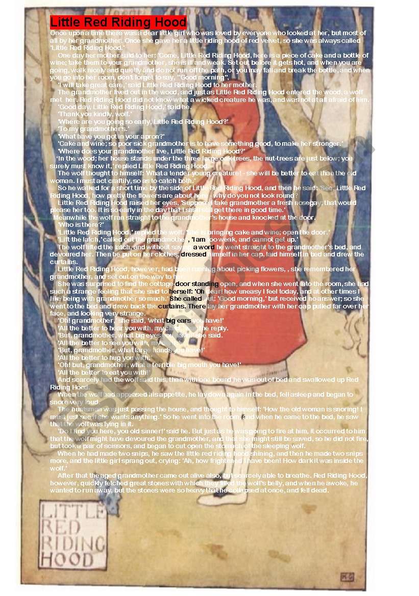 The little red riding hood (2pages)