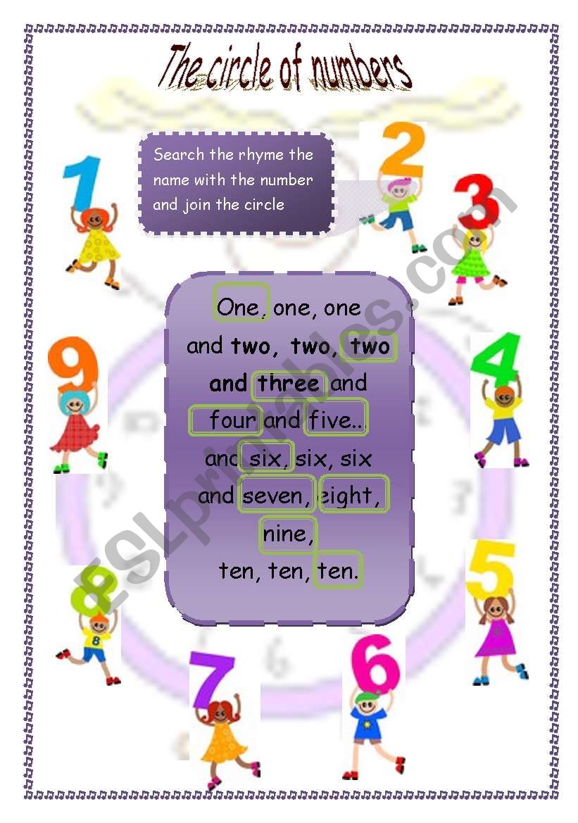 The circle of numbers worksheet