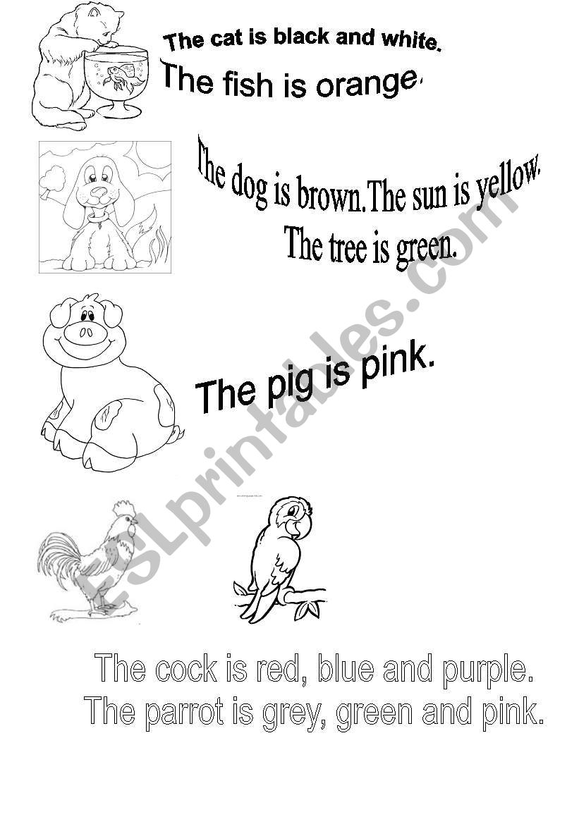 Colours and Animals worksheet