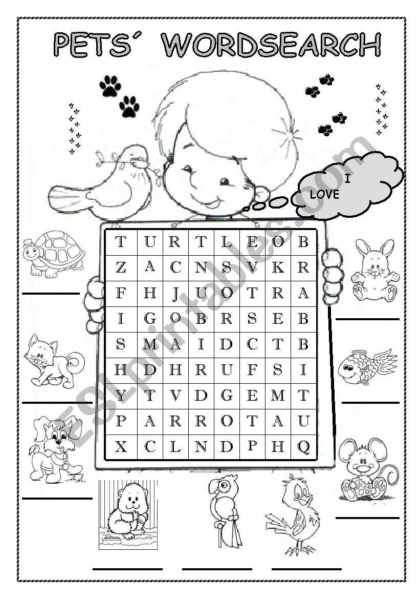 PETS WORDSEARCH worksheet