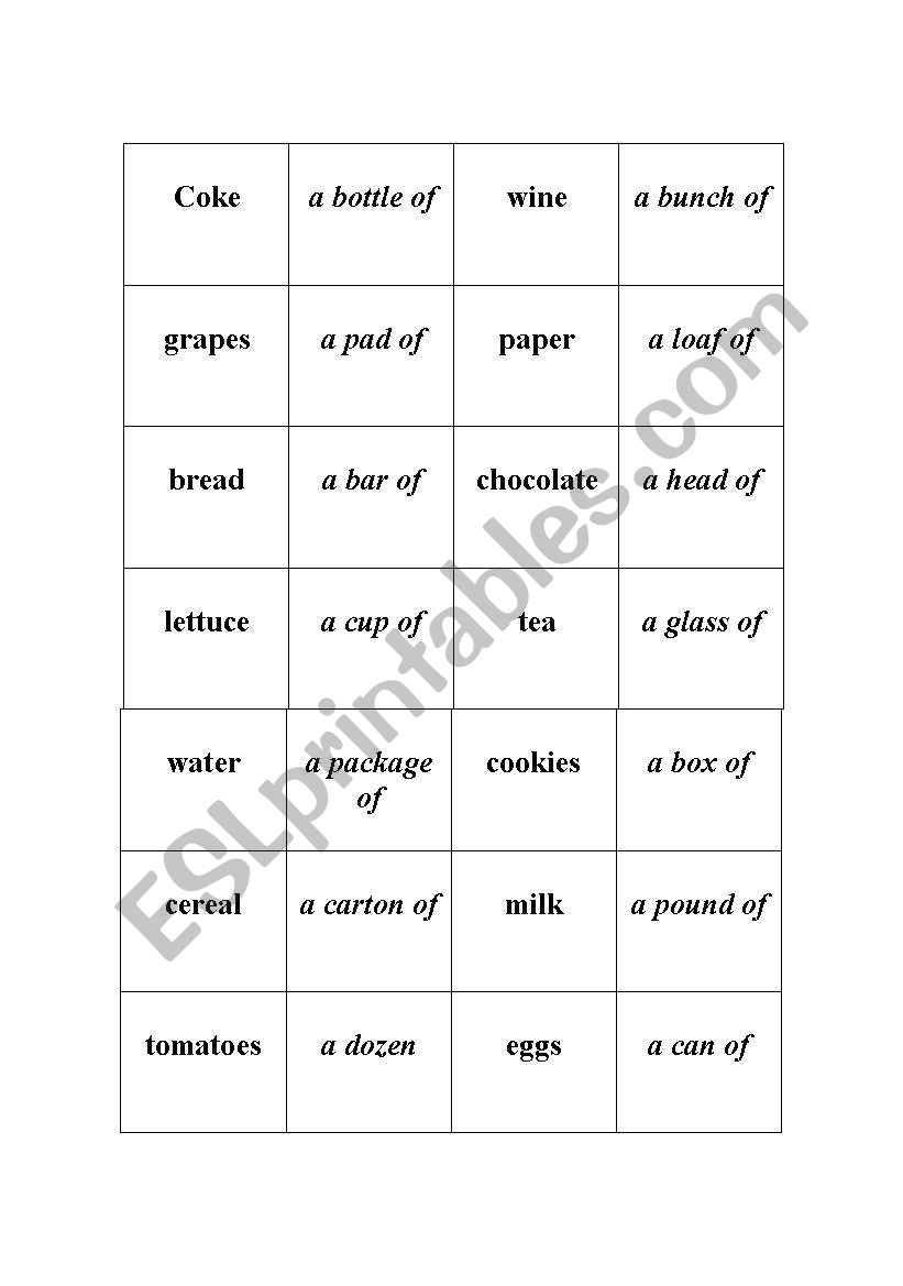 Food Domino worksheet