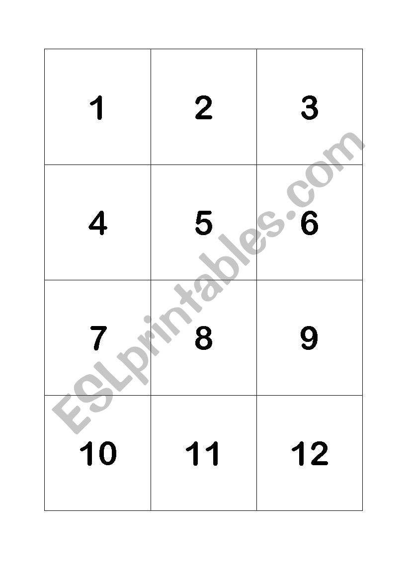 FLSHCARDS: numbers worksheet