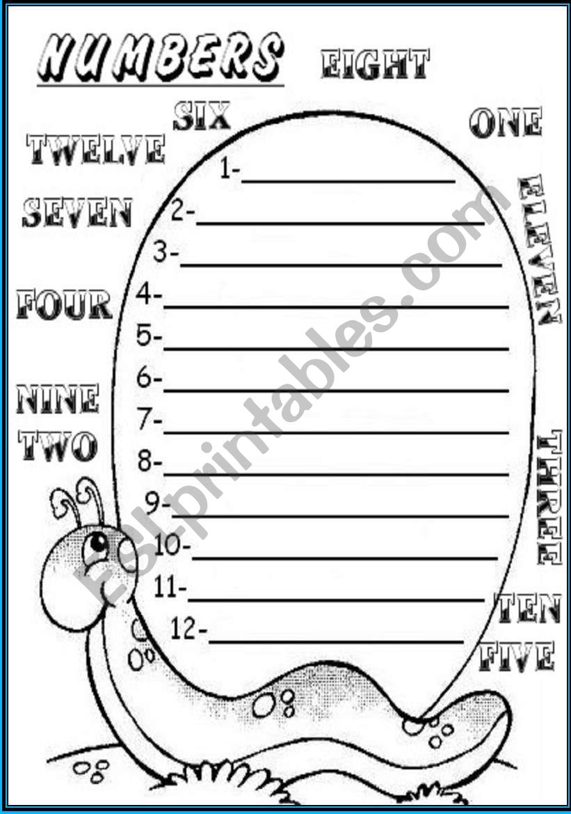 numbers from 1 to 12 worksheet