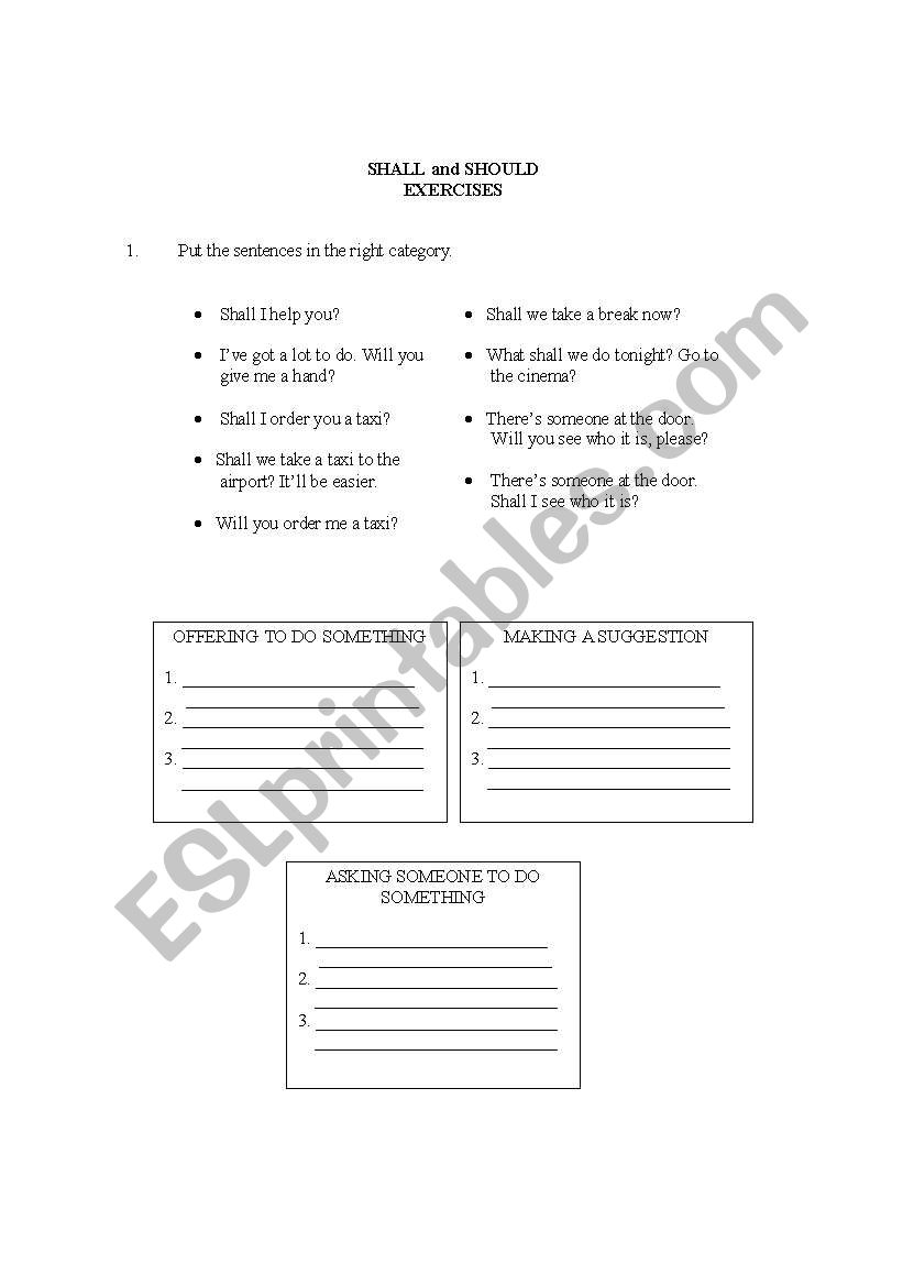 Shall and Should Exercises worksheet