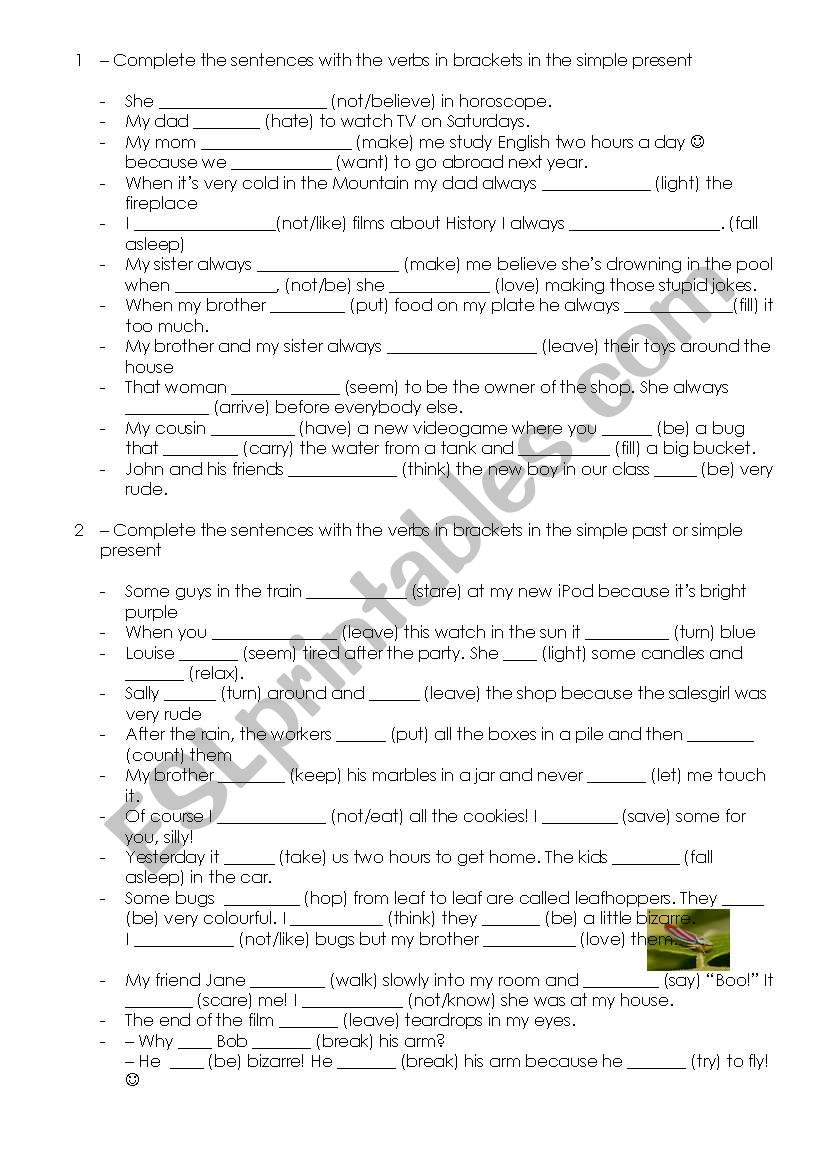 Exercises for Owl Citys Fireflies - complements fill up worksheet