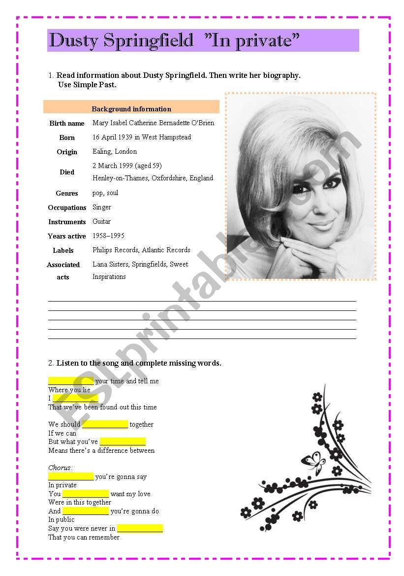 Dusty Springfield In private 