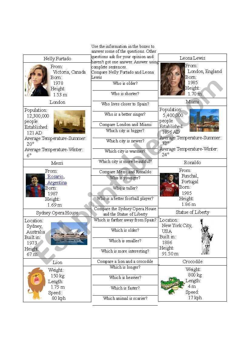 Comparatives worksheet