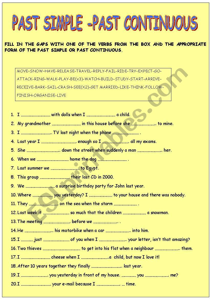 PAST SIMPLE - PAST CONTINUOUS worksheet