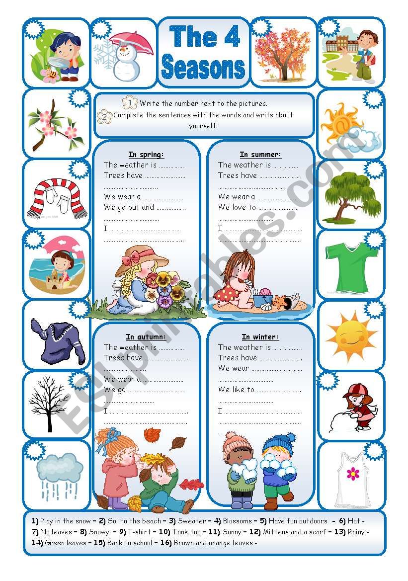 THE 4 SEASONS worksheet