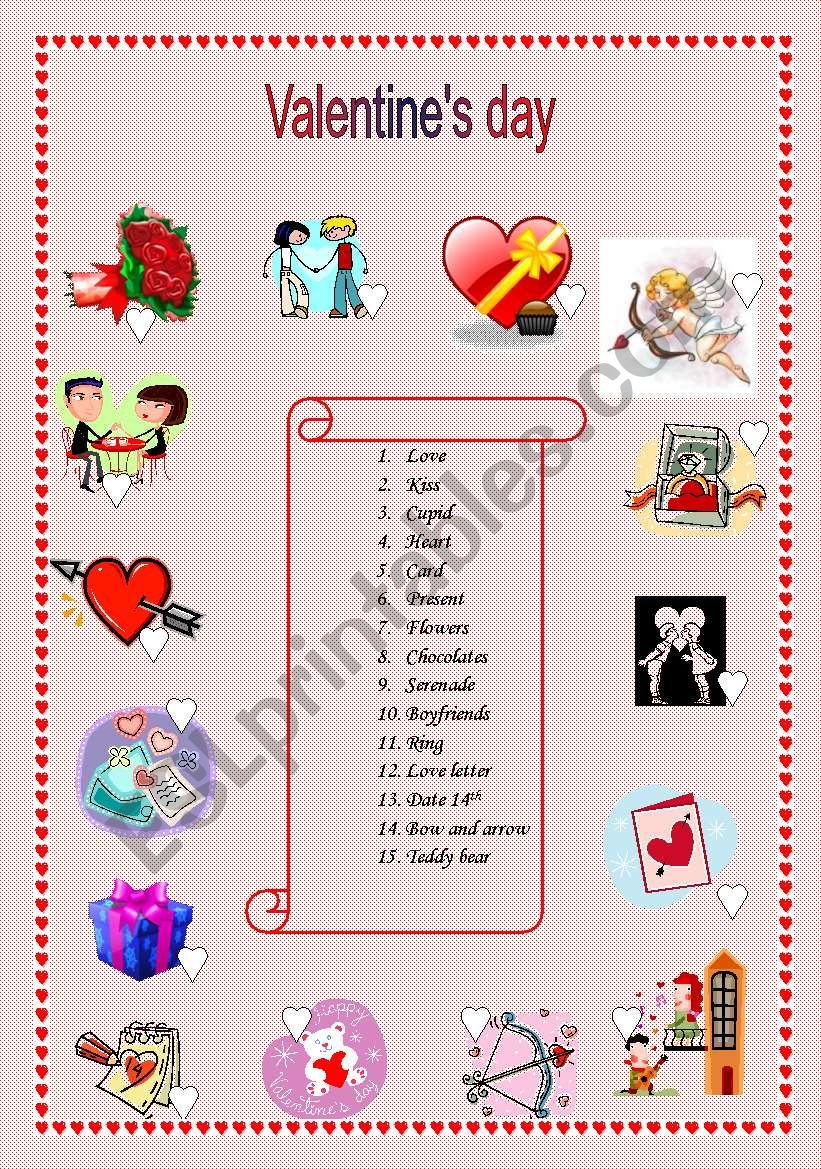 valentine´s day worksheet
