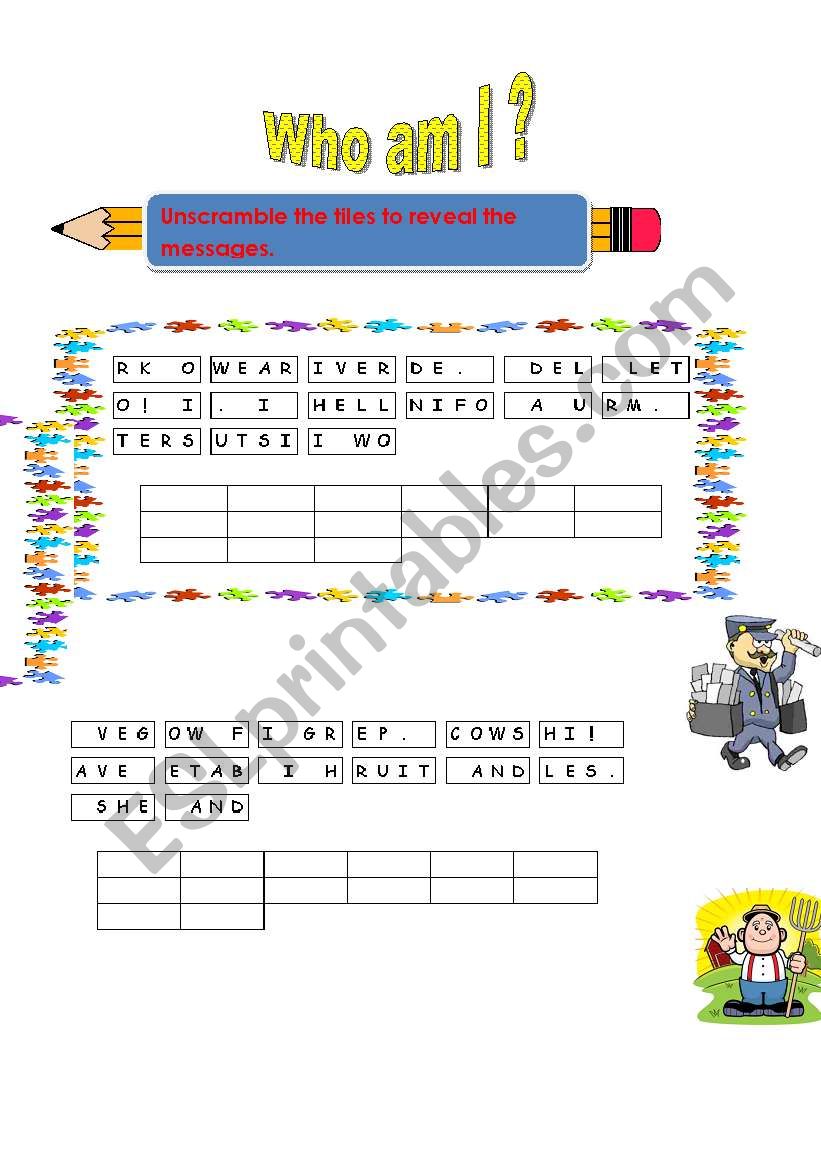 Who am I? worksheet