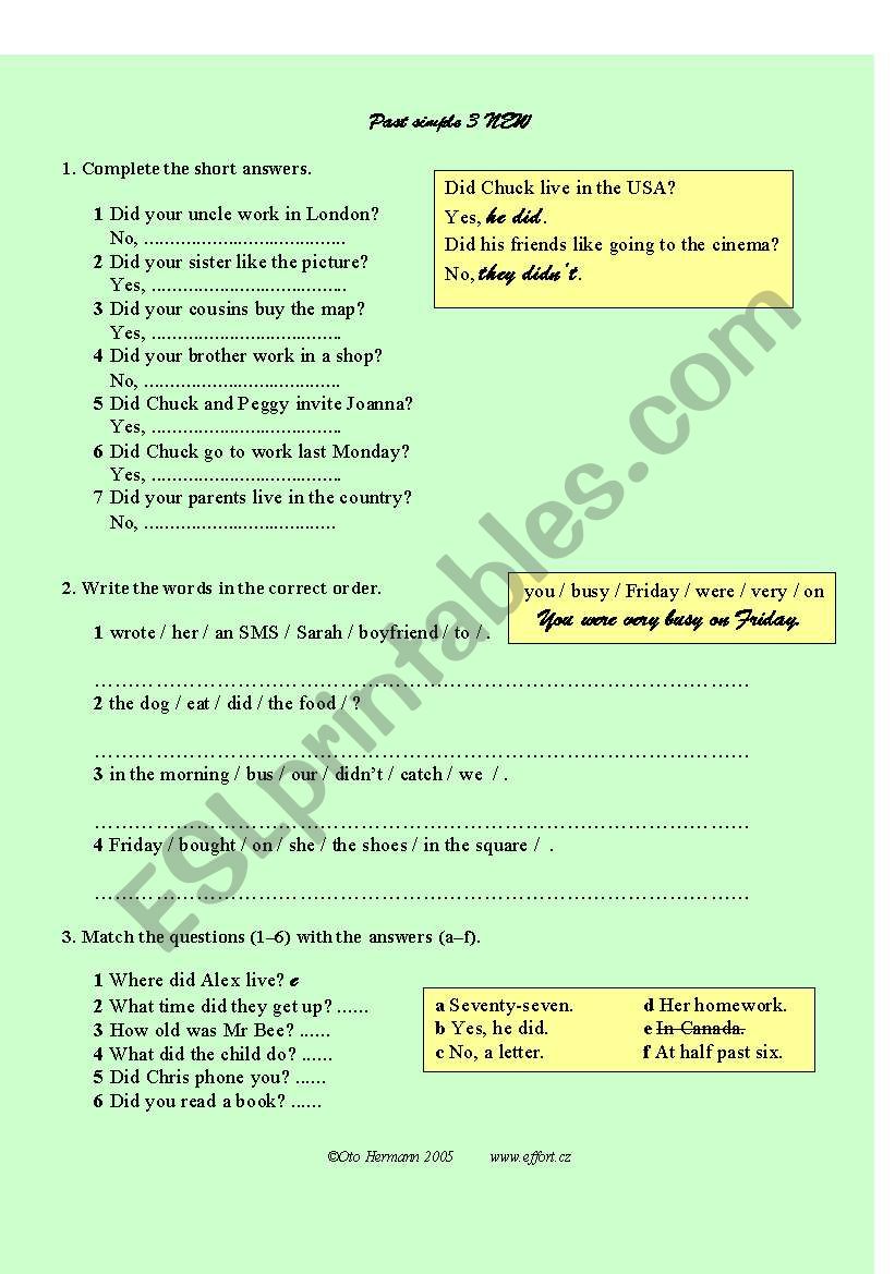 Past Simple 3 worksheet