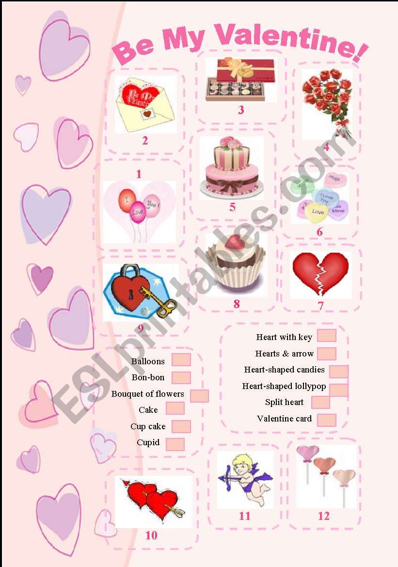 BE MY VALENTINE worksheet