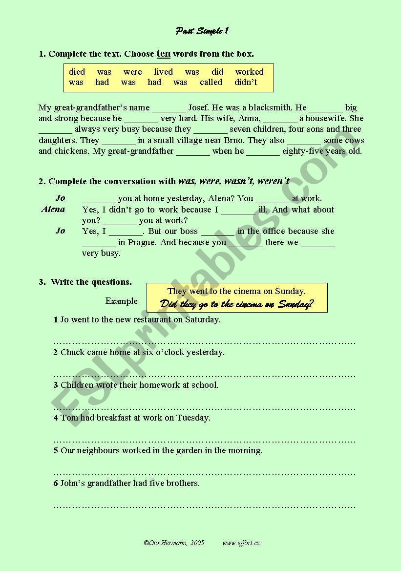 Past Simple - 1 worksheet