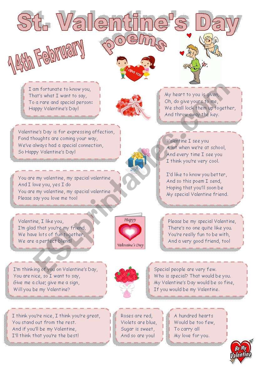 St. Valentines Day poems for youngsters