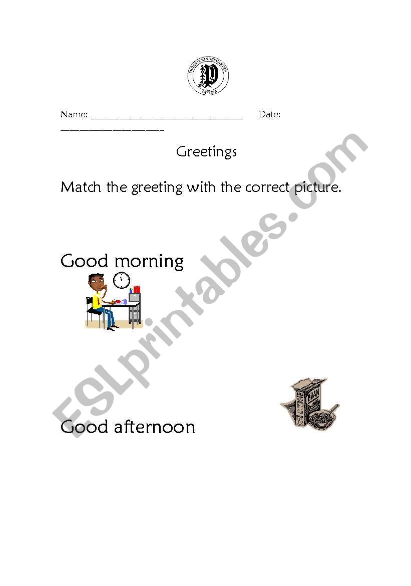 Greetings worksheet