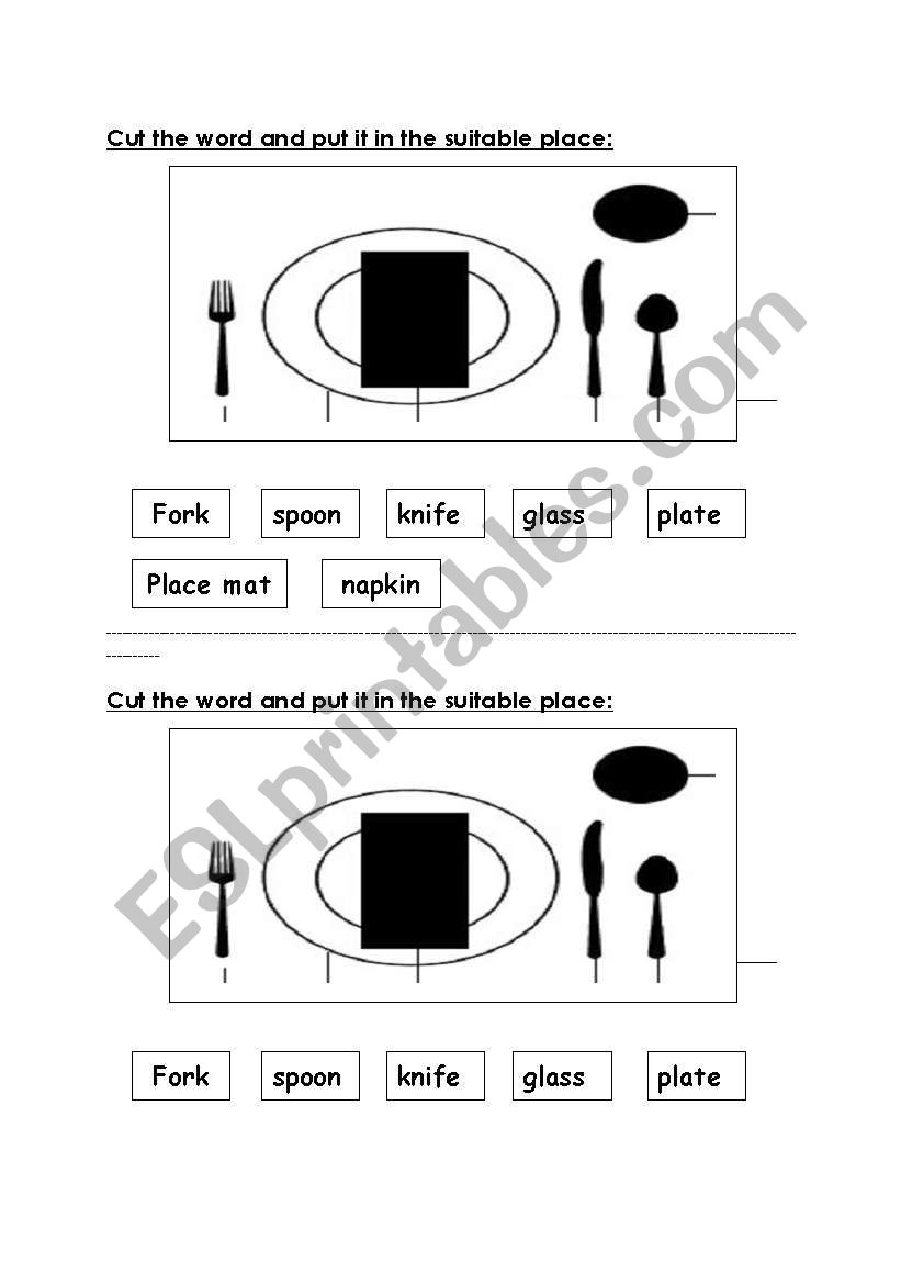 Setting the table worksheet