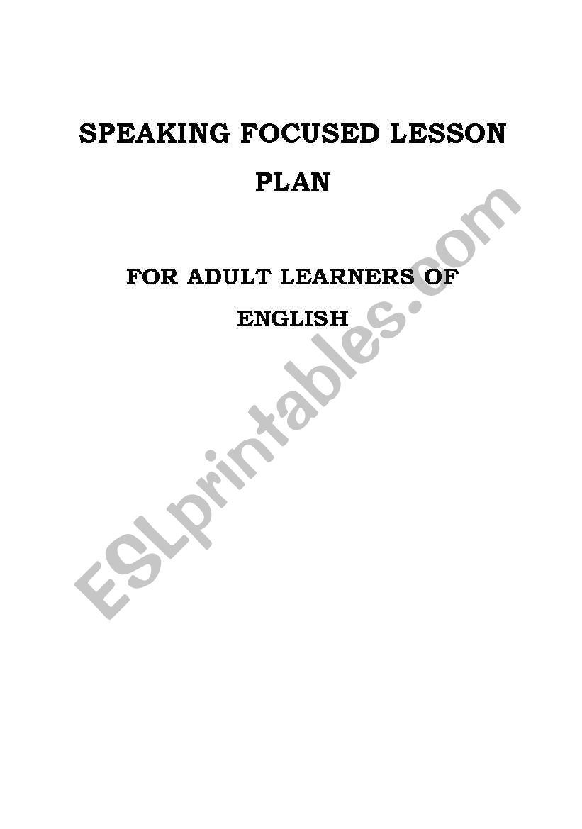 Speaking Focused Lesson Plan worksheet
