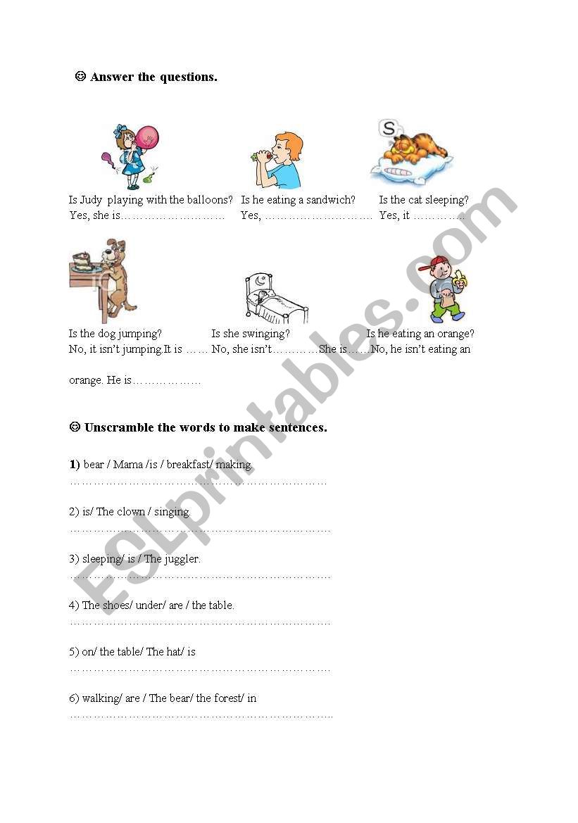 present continuous worksheet