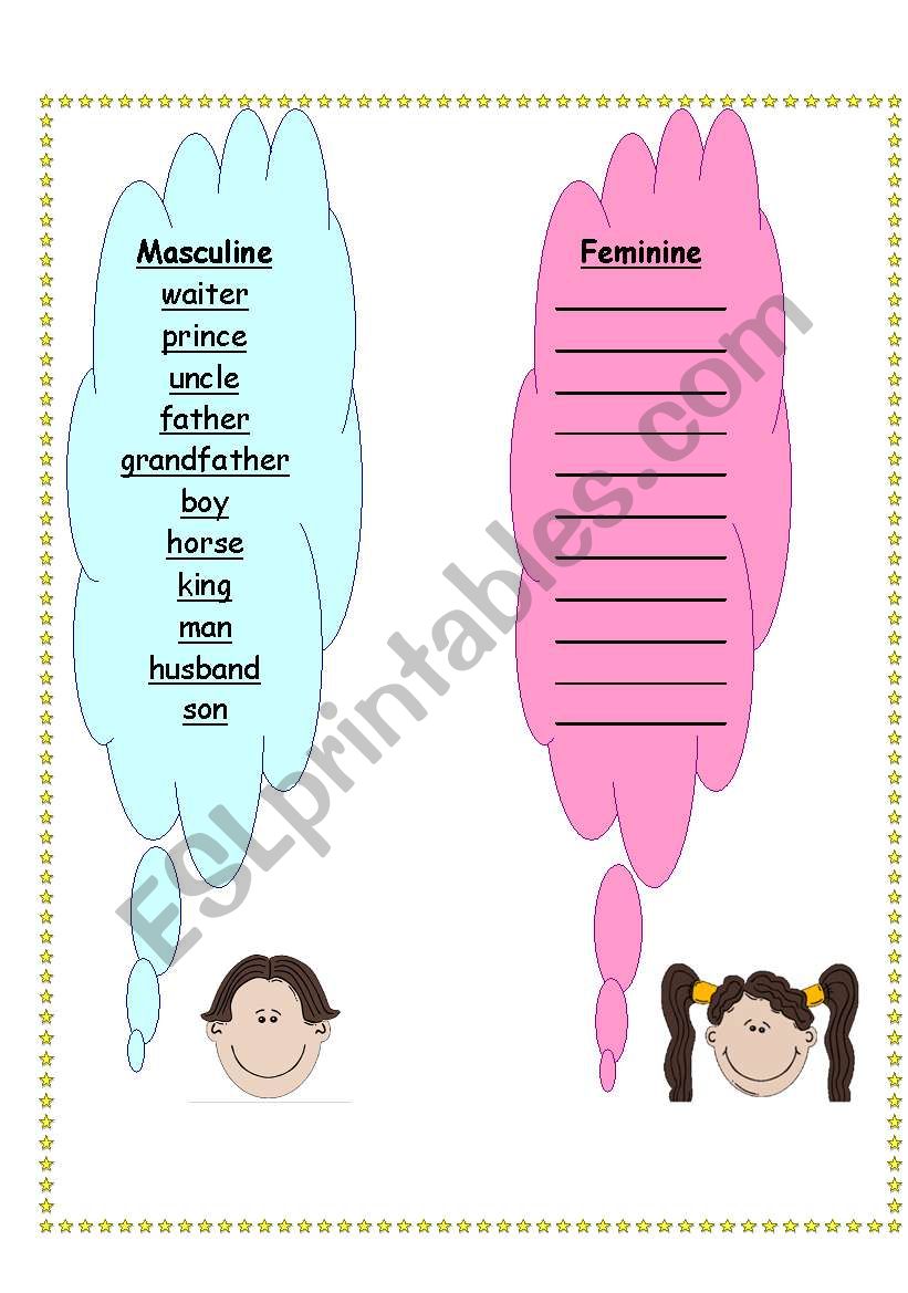 Masculine and Feminine worksheet