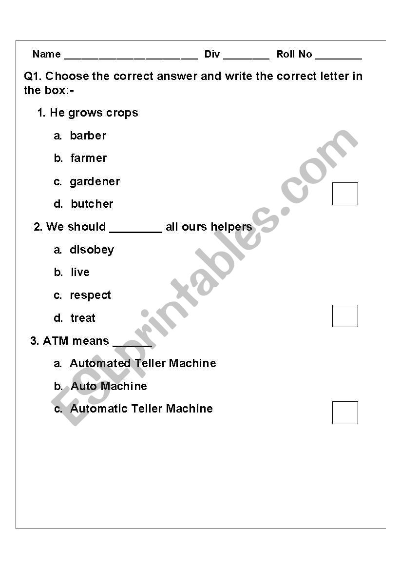 English Pratice Worksheet worksheet