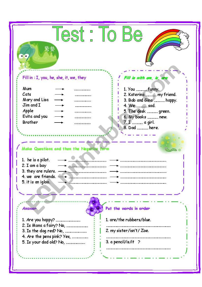 Test Verb To Be ESL Worksheet By Sickgeo F 