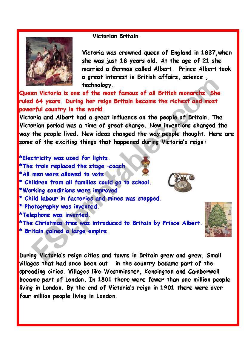 Victorian Britain. worksheet