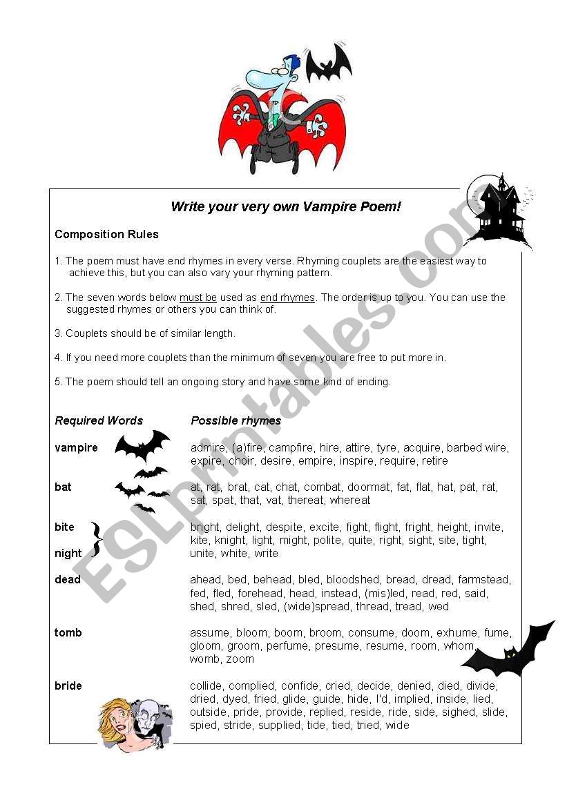 Guided Writing: Vampire poems!