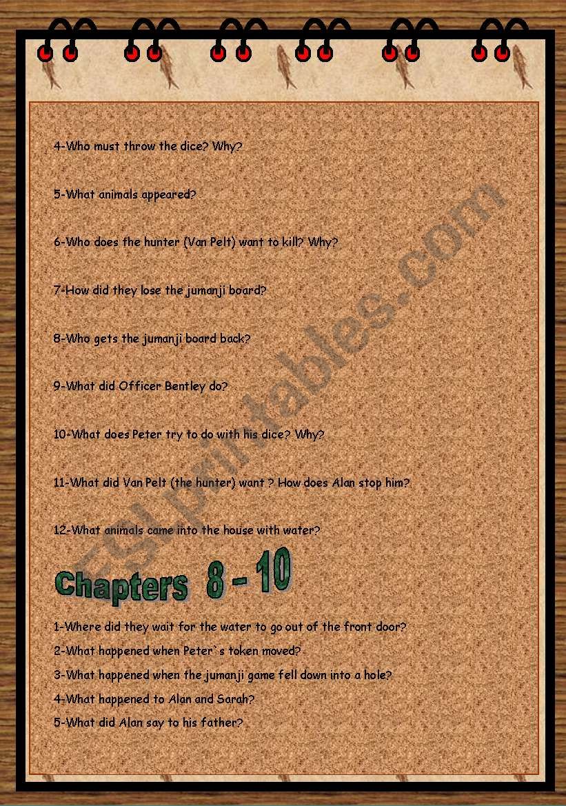 Story Jumanji Esl Worksheet By Bermudenze