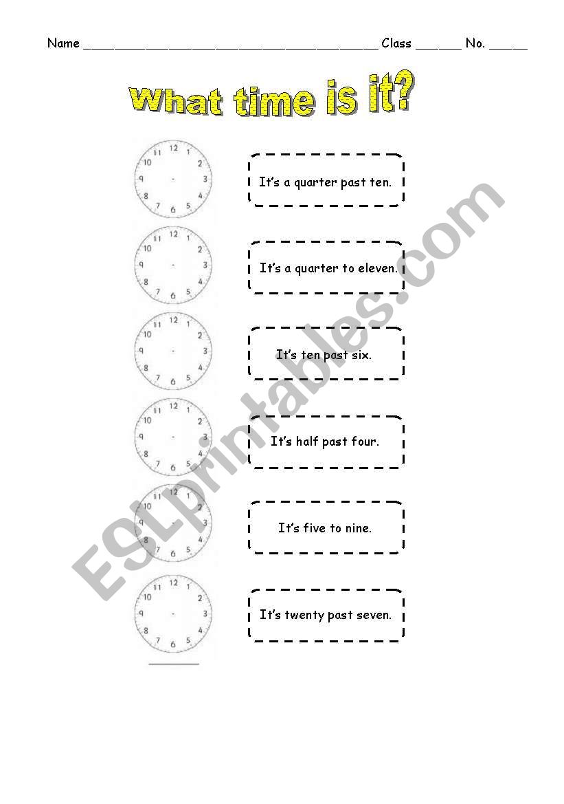 Telling Time worksheet