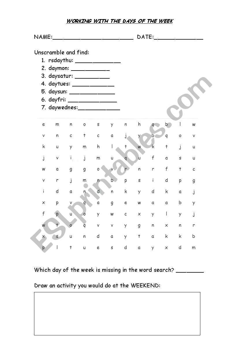 working with the days of the week