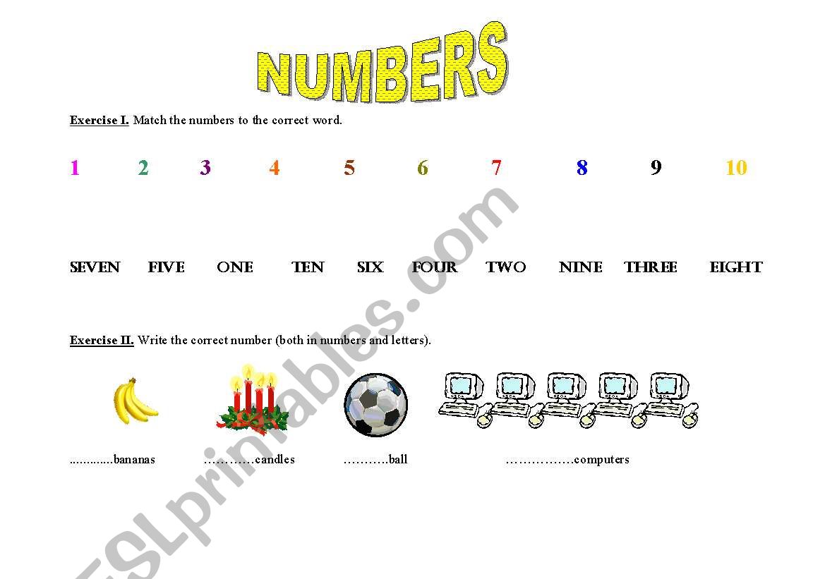 NUMBERS worksheet