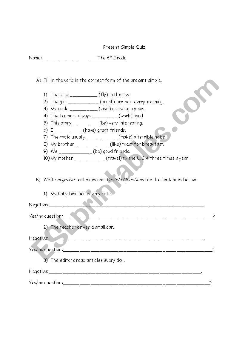 present simple worksheet