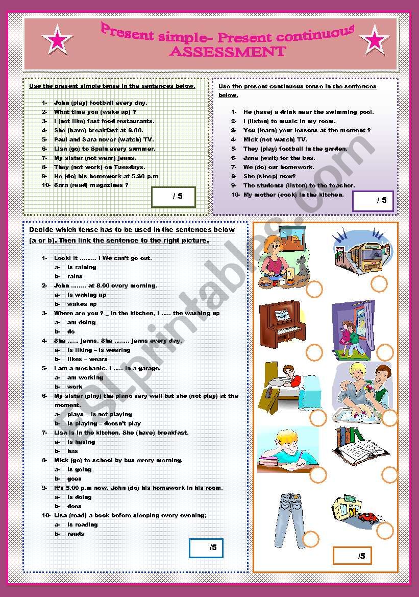 PRESENT SIMPLE-PRESENT CONTINUOUS ASSESSMENT