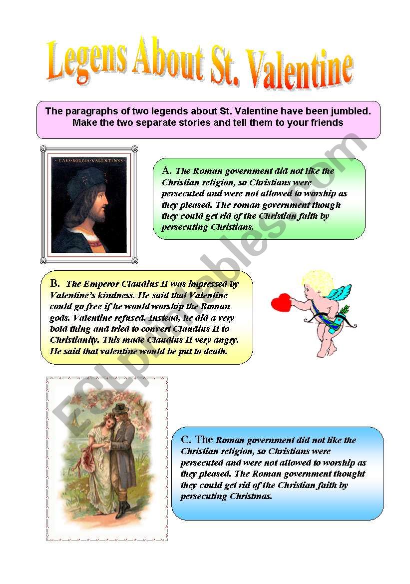 Legends about St.Valentine worksheet
