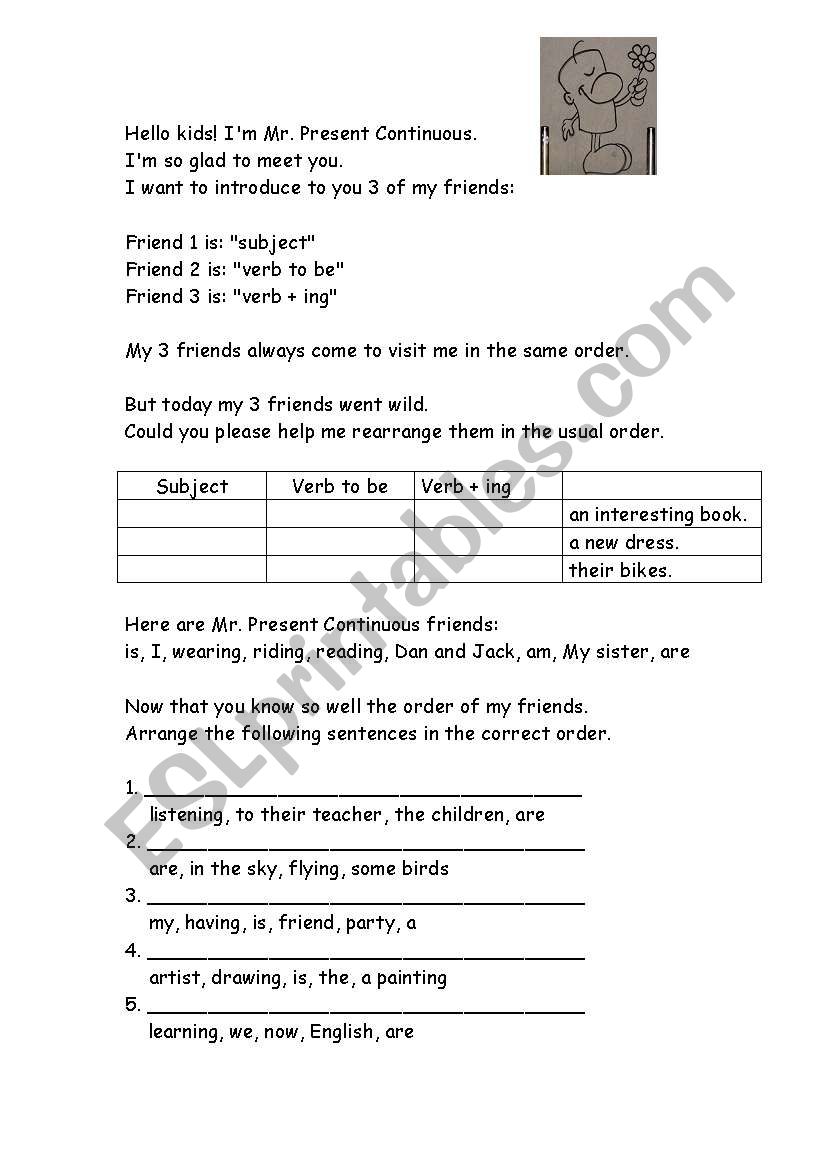 Present Continuous - Story worksheet