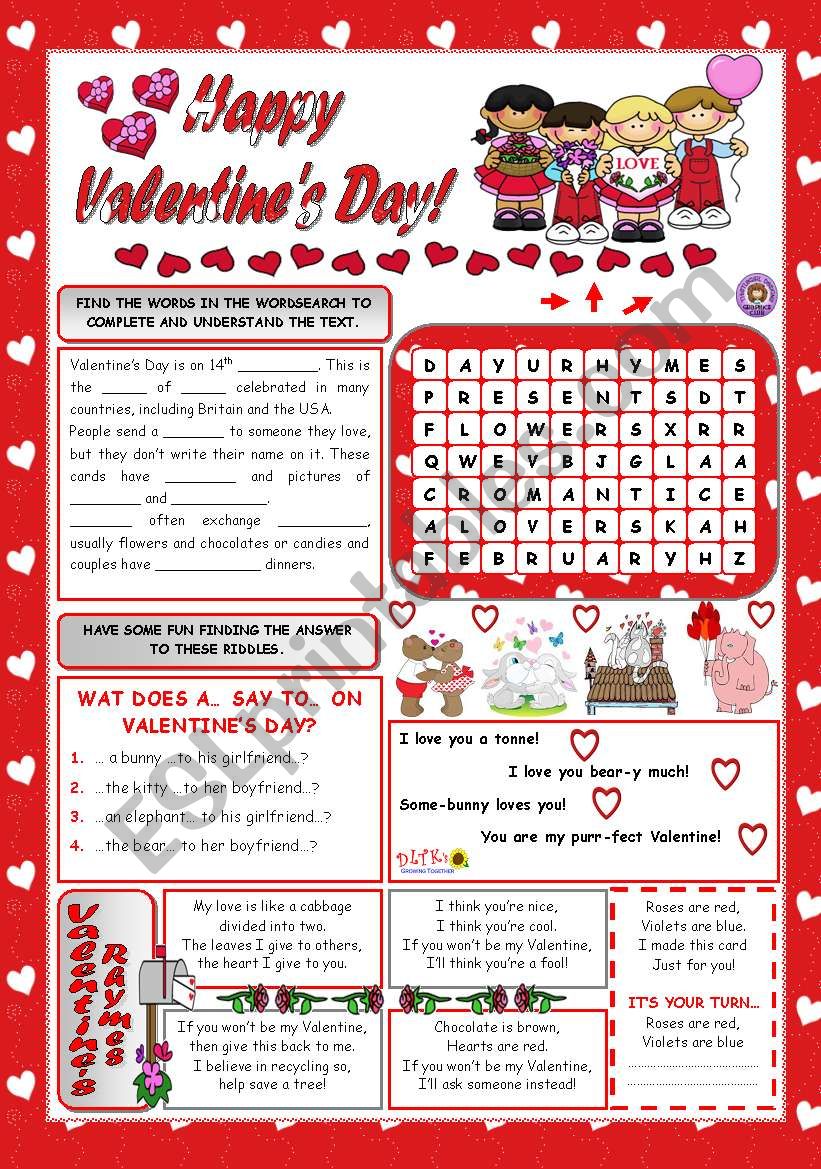 HAPPY VALENTINEÂ´S DAY! - ESL worksheet by mariaolimpia