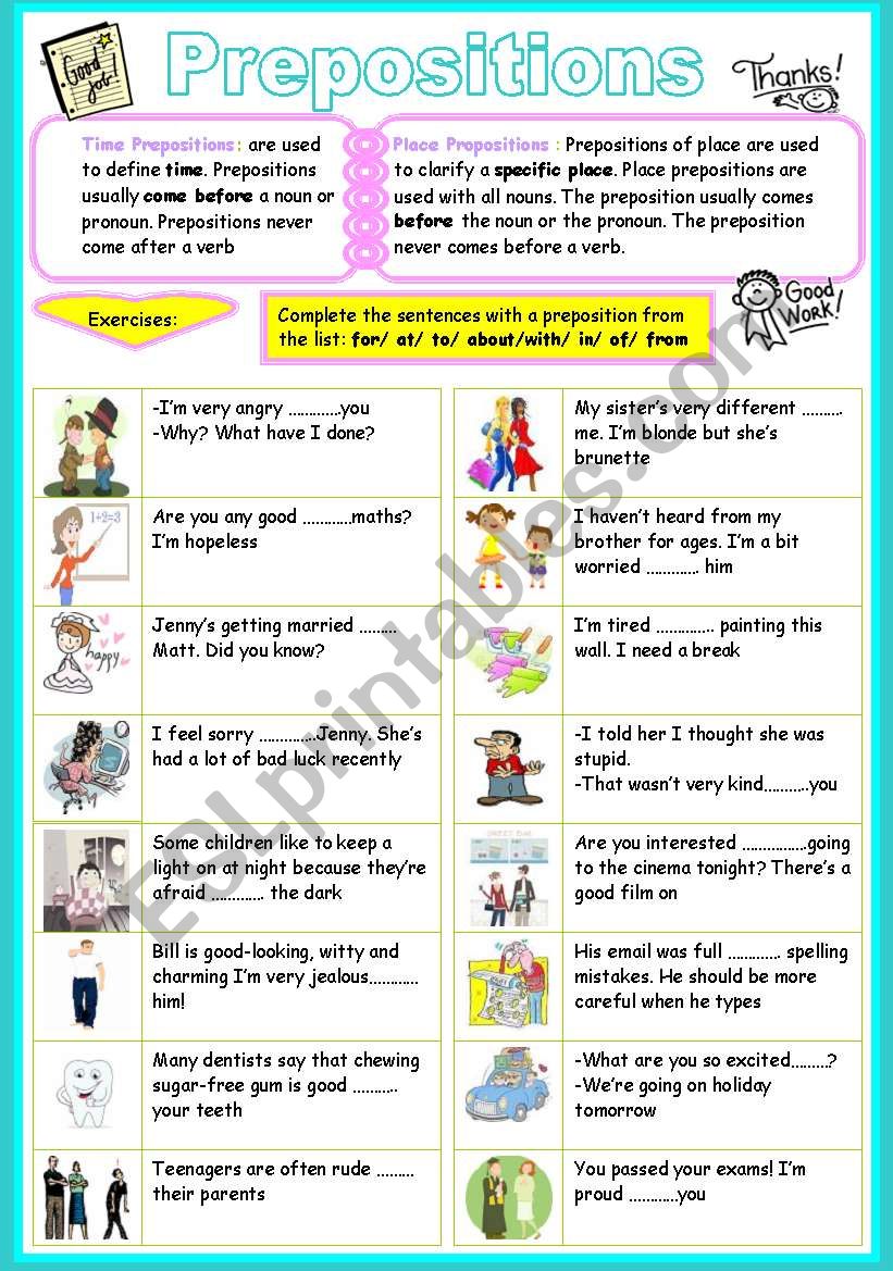 prepositions worksheet