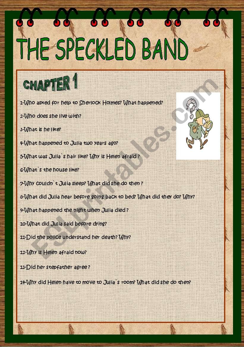 STORY:THE SPECKLED BAND worksheet